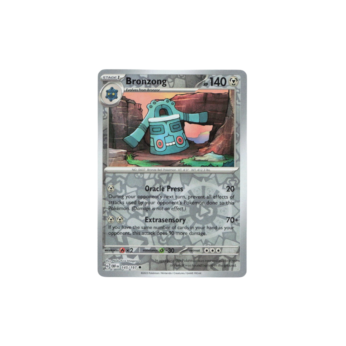 Bronzong 145/197 Uncommon OBF Obsidian Flames Pokemon Reverse Holo NM/M