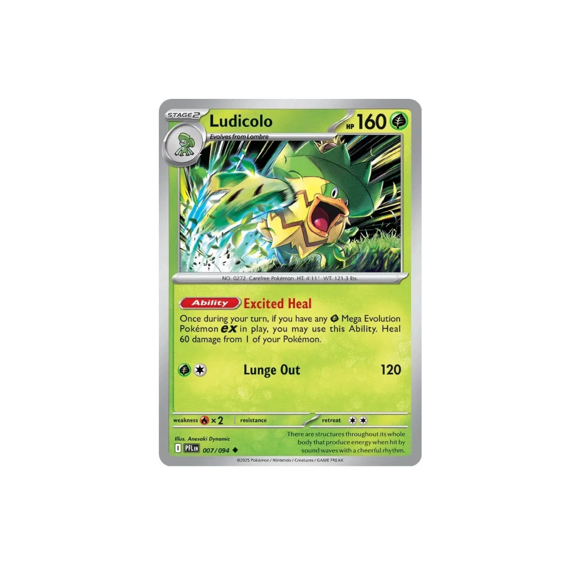 Ludicolo - Common Card - Phantasmal Flames - Pokemon TCG - 007/094