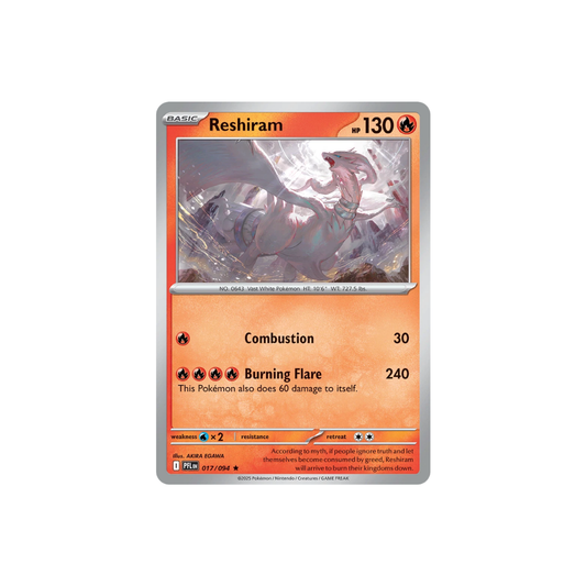 Reshiram 017/094 Rare Phantasmal Flames Pokemon Reverse Holo Lightly Played